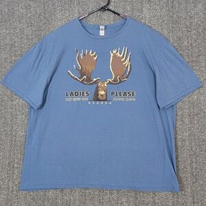 Alaska Moose T-Shirt Mens 3XL Blue Ladies Please My Eyes Are Down Here
